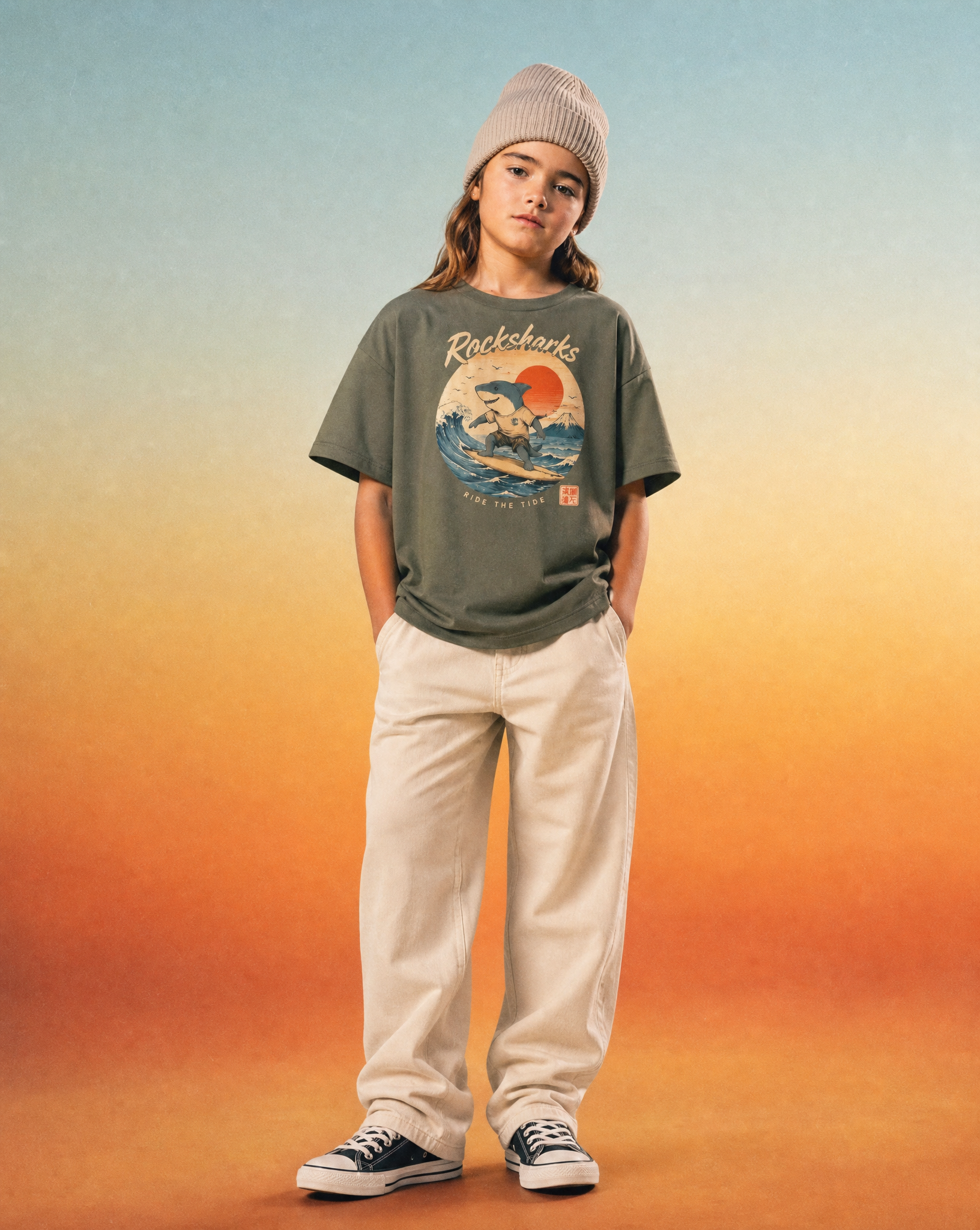 Rock Sharks | Camiseta oversize infantil de algodón orgánico