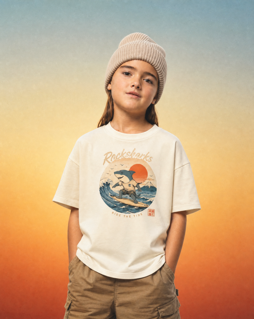 Rock Sharks | Camiseta oversize infantil de algodón orgánico