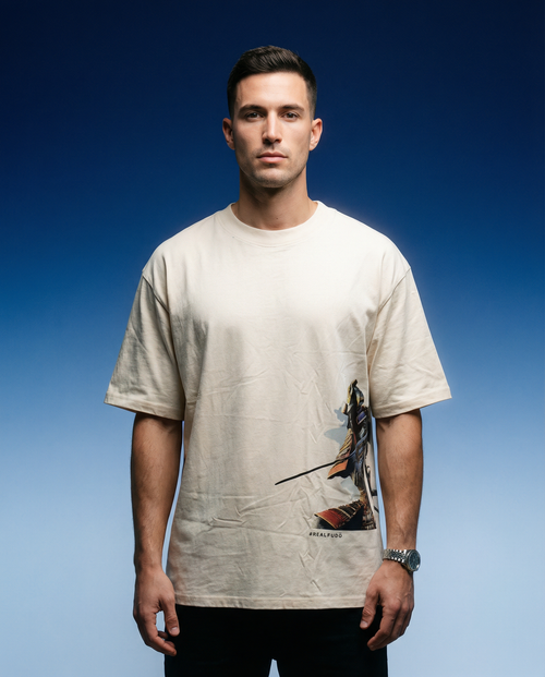 BATTLE SPIRIT | Camiseta oversize de algodón natural sin blanquear