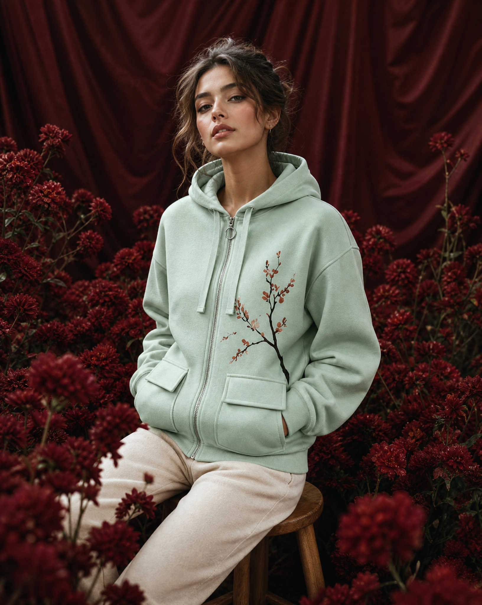 ŌN'NA | Sudadera con cremallera Sakura