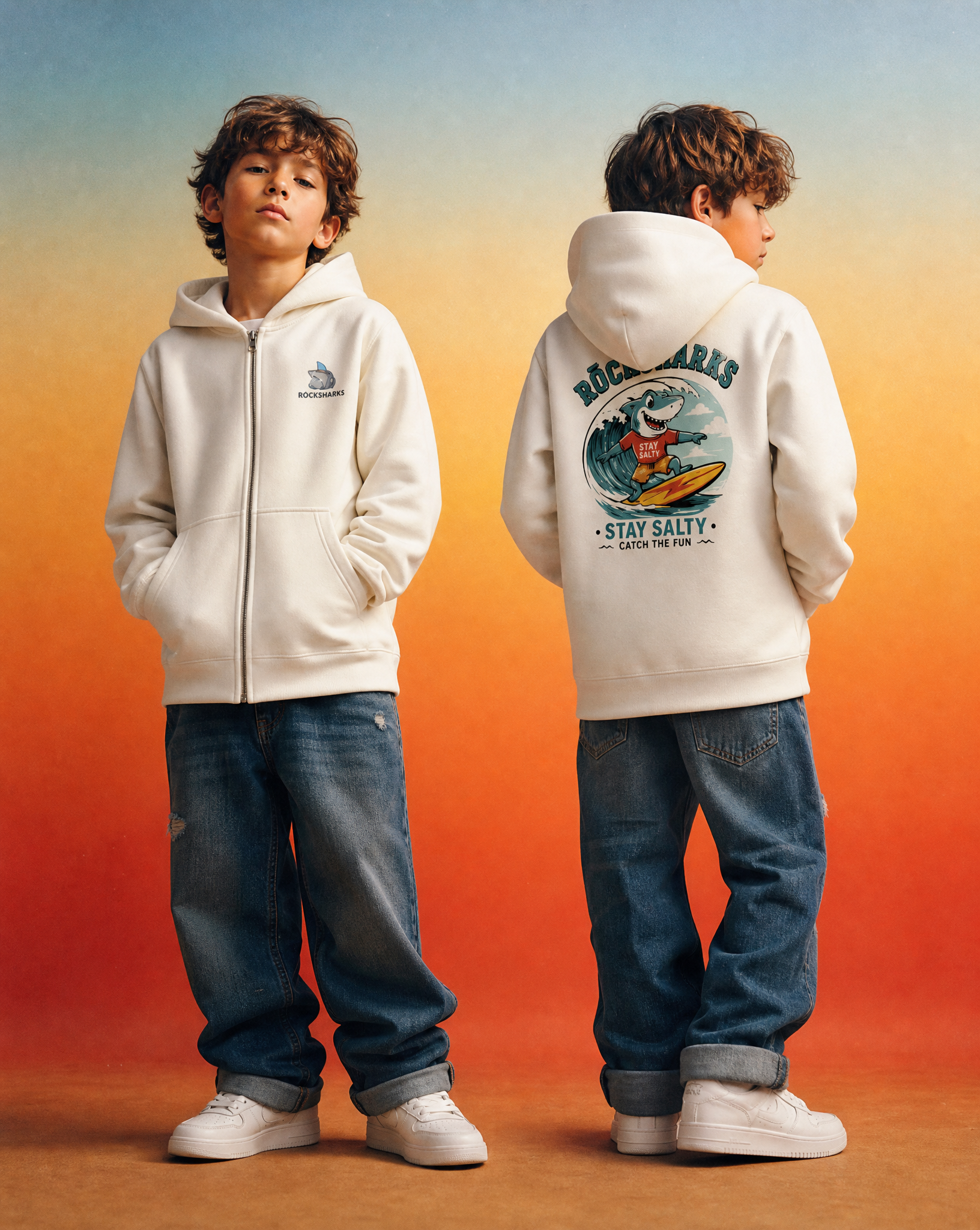 Rock Sharks | Sudadera con cremallera de algodón orgánico