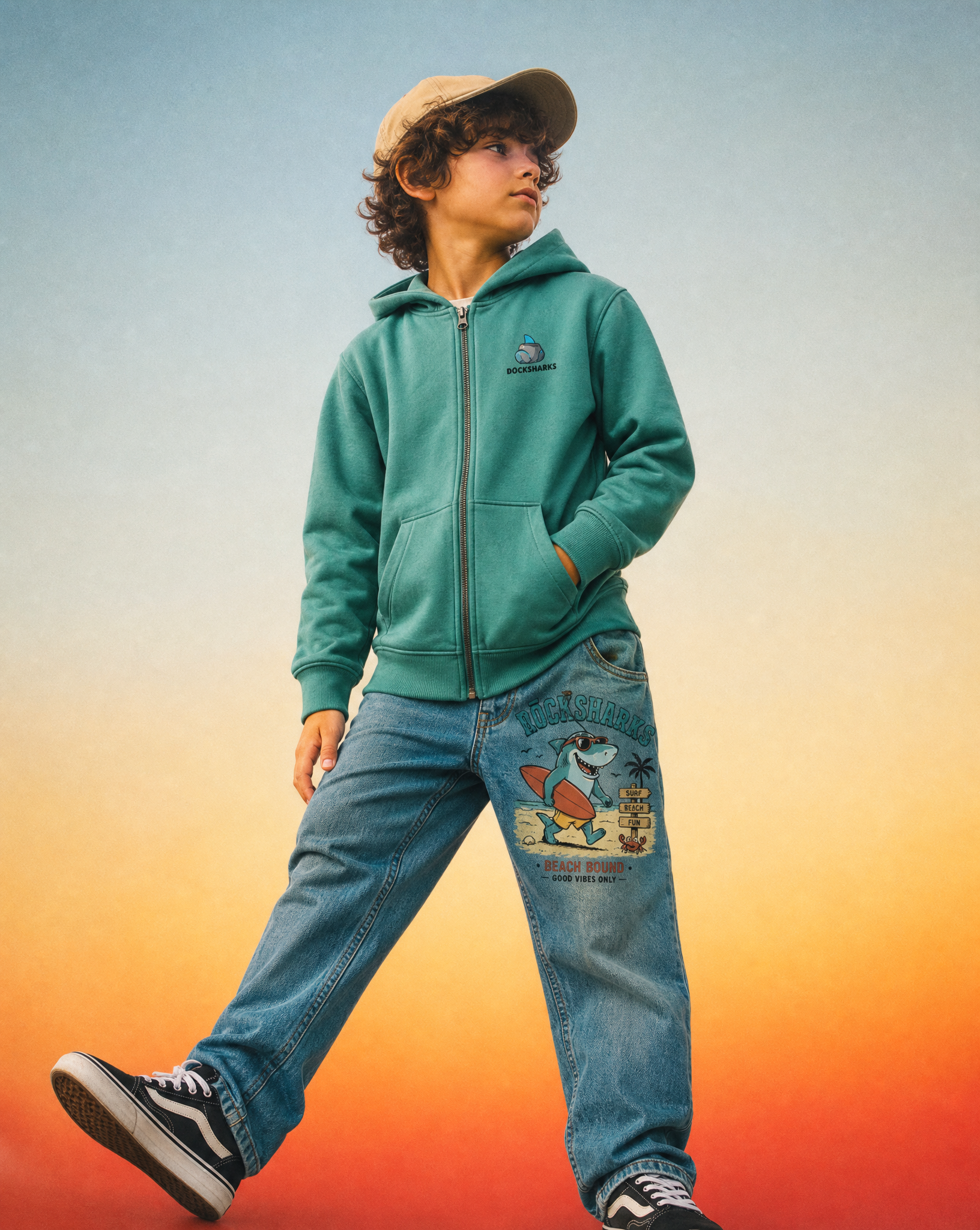 Rock Sharks | Sudadera con cremallera de algodón orgánico